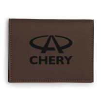 Porta Cartões Marrom Visor Transparente Para Chery