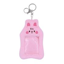 Porta-cartões MOSSTYUS Cute Plush Photocard com chaveiro rosa Porta-cartões MOSSTYUS Cute Plush Photocard com chaveiro rosa