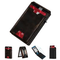 Porta-cartões Smart Wallet Typecase em couro preto polido