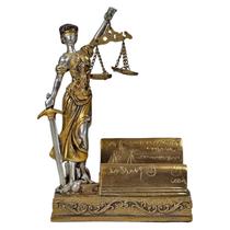 Porta Cartões Themis Deusa Da Justiça Com Balança Ouro 19cm Porta Cartões Themis Deusa Da Justiça Com Balança Ouro 19cm