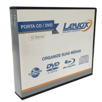 Porta Cd/Dvd Plástico Preto Para 12 Discos Levox