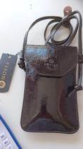Porta celular couro preto fashion