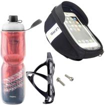 Porta Celular Para Bike Mtb Bolsa Skin + Garrafa Térmica + Suporte