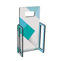 Porta Celular Parede Alça - Quadriculado Cinza e Azul