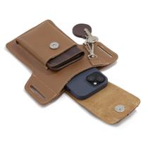 Porta Celular Pochete Country Rustica Couro com Alça para Cinto e Chaves