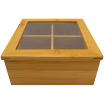Porta chá em Bambu c/ 4 Nichos 20x20x9cm - Clink
