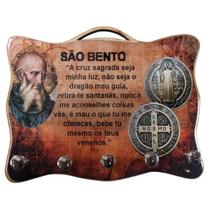 Porta Chave Chaveiro Medalha de São Bento em MDF