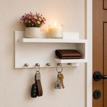 Porta Chave Decorativo MDF De Parede Organizador Com Ganchos Metálicos Entrada Casa Envio Rápido Porta Chave Decorativo MDF De Parede Organizador Com Ganchos Metálicos Entrada Casa Envio Rápido