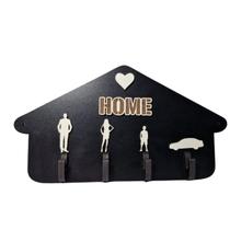 Porta chave home mdf preto 6x14 cm