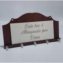 Porta Chaves 5 Ganchos Parede Decoração Moderna Madeira MDF Porta Chaves MDF:Este lar é abençoado por Deus