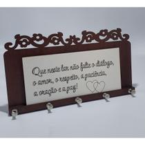Porta Chaves 5 Ganchos Parede Decoração Moderna Madeira MDF Porta Chaves MDF:Que neste lar não falte....