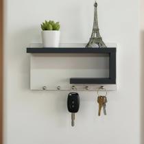 Porta chaves Branco com Preto em MDF Organizador Decoração para casa