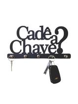 Porta Chaves Cadê a Chave Decorativo de Parede em MDF 3mm Preto Brilhante Suporte Chaveiro Criativo