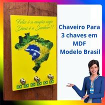 Porta Chaves Chaveiro em MDF de Parede para até 3 Chaveiros 10x15cm