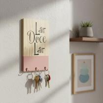 Porta Chaves Com 3 Ganchos Lar Doce Madeira Placa Enfeite Porta Chaves Com 3 Ganchos Lar Doce Madeira Placa Enfeite