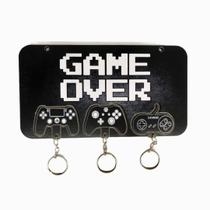 Porta Chaves Com Chaveiros Decorativo Game Over Geek Gamer Presentes Nerd Decoração Otaku