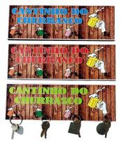 Porta Chaves De Madeira Cantinho Do Churrasco Kit Com 3 Unidades Porta Chaves De Madeira Cantinho Do Churrasco Kit Com 3 Unidades