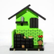 Porta Chaves de Madeira Casinha Mineira Decoração P Verde