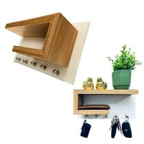 Porta Chaves de Parede em MDF com Ganchos Organização e Decoração para entrada da casa