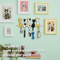 Porta Chaves de Parede Gatos Colorido 5 Ganchos para Chaves e Coleiras Organizador Decorativo Porta Chaves de Parede Gatos Colorido 5 Ganchos para Chaves e Coleiras Organizador Decorativo