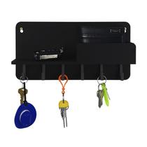 Porta Chaves Decorativo de Parede em MDF 6mm Preto Suporte Chaveiro Porta Carteira