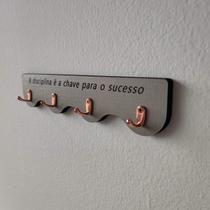 Porta Chaves em MDF - Disciplina - 4 Ganchos- Creme e Rosê