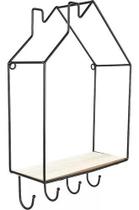 Porta Chaves em Metal com prateleira Preto Home - Orb