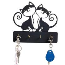 Porta Chaves Gatinhos Com 4 Ganchos Preto