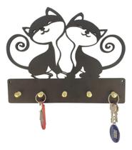 Porta Chaves Gatinhos Com 5 Ganchos E Dupla Face - 25cm - By Hands