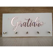 Porta chaves gratidão rosê e mdf branco 25x12cm Porta chaves gratidão rosê e mdf branco 25x12cm