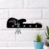 Porta Chaves Guitarra Música Instrumento Decorativo Casa Sala Mdf Preto