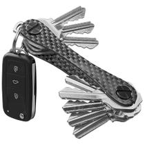 Porta-chaves KeySmart Carbon Fiber 3K, organizador compacto de 14 chaves