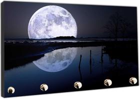 Porta Chaves Lua Paisagens Lago Noite Organizador Chaveiros