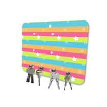Porta Chaves MDF 4 Pinos Estrelas Faixas Coloridas