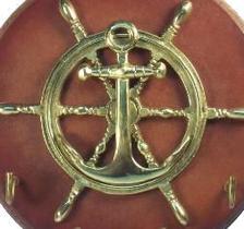 Porta Chaves Para Barcos, Iates Náuticos TIMÃO ÂNCORA em MDF e Latão SAT