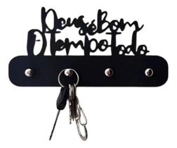 Porta Chaves Para Parede Decoração Em Mdf Preto Deus É Bom