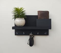 Porta Chaves Parede Chaveiro Preto Suporte Madeira Pinus