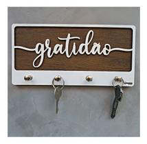 Porta Chaves Parede Decorativo Gratidão Moderno Criativo