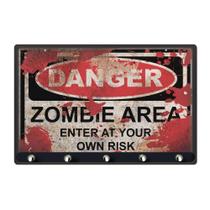 Porta Chaves - Placa Decorativa Zombie Zone