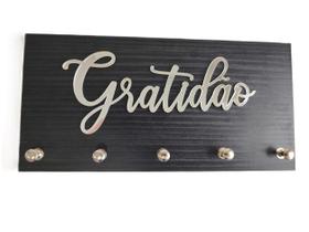 Porta chaves premium alto relevo 25x12cm prata gratidão