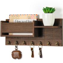Porta-chaves RelaxScene para montagem na parede com 7 ganchos e prateleira Porta-chaves RelaxScene para montagem na parede com 7 ganchos e prateleira