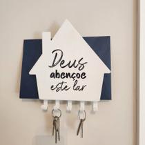Porta Chaves Religioso Deus Abençoe Este Lar Organizador de Parede para Hall de Entrada Porta Chaves Religioso Deus Abençoe Este Lar Organizador de Parede para Hall de Entrada