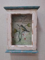 Porta Chaves Rústico de Madeira 6 Ganchos 32X24X9cm