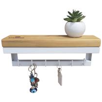 Porta Chaves Strassis Design SD-5006 Metal e Madeira Cor: Branco