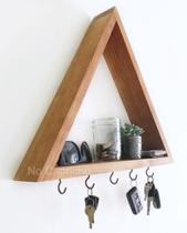 Porta Chaves Triangulo Celular Cartas Em Madeira Maciça