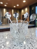Porta Colher de Cristal Dublin - Lyor Pote de Vidro com colheres de metal Para Café Doce Açucar Porta Colher de Cristal Dublin - Lyor Pote de Vidro com colheres de metal Para Café Doce Açucar
