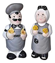 Porta Colher de Pau Casal de Vovo Cozinheiro de Ceramica - Decore Casa