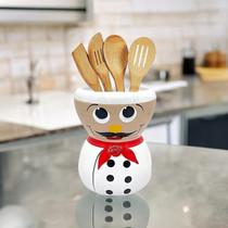 Porta Colher de Pau e utensílios Cozinheiro Cheff Ceramica - POTE