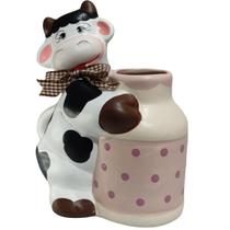 Porta Colher de Pau Utencilios Cozinha Vaca Latao cor Rose