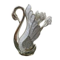 Porta-Colher em Formato de Cisne Prata com 6 colher pra café e chá Mesa Posta Porta-Colher em Formato de Cisne Prata com 6 colher pra café e chá Mesa Posta